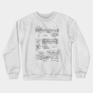 Card Printing Machine Vintage Patent Hand Drawing Crewneck Sweatshirt